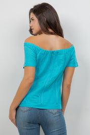 Women's Sexy Guayabera Off-Shoulder Top Button Down Linen Blend S-2X - Mojito Collection - Guayabera Halter Top, Mojito Guayabera Shirt Women, Womens Guayabera Shirt, Womens Shirt