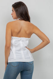 Top guayabera halter de lino para mujer – Abotonado, corte ligero