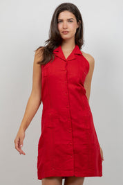 Vestido Guayabera Halter Abotonado para Mujer