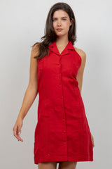 Vestido Guayabera Halter Abotonado para Mujer