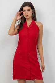 Vestido Guayabera Halter Abotonado para Mujer