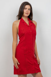Vestido Guayabera Halter Abotonado para Mujer