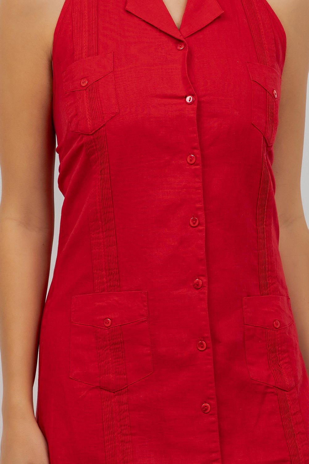 Vestido Guayabera Halter Abotonado para Mujer