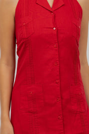 Vestido Guayabera Halter Abotonado para Mujer