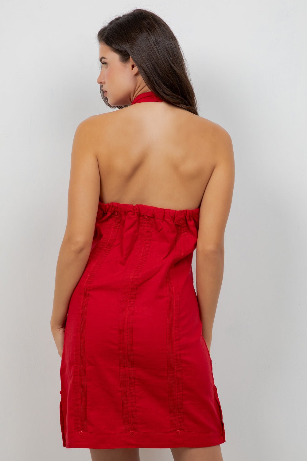 Vestido Guayabera Halter Abotonado para Mujer