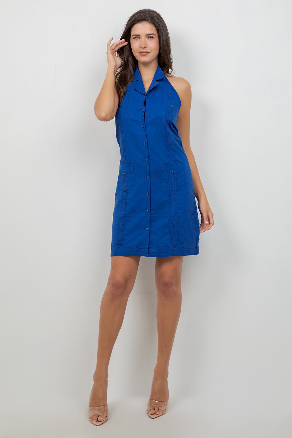 Vestido Guayabera Halter Abotonado para Mujer