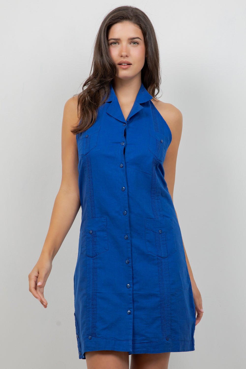 Vestido Guayabera Halter Abotonado para Mujer