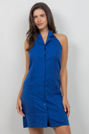 Vestido Guayabera Halter Abotonado para Mujer
