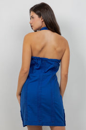 Vestido Guayabera Halter Abotonado para Mujer
