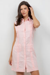 Vestido Guayabera sin mangas y con botones para mujer – Lino y algodón