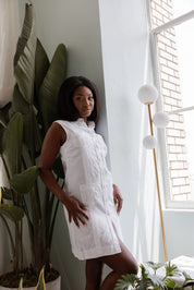 Mojito Women's Guayabera Dress Classic Linen Blend Sleeveless Button Down