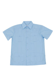 Boy's Cotton Blend Guayabera Shirt Short Sleeve 4-10