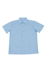 Camisa Guayabera de Mezcla de Algodón para Niño Manga Corta 4-10