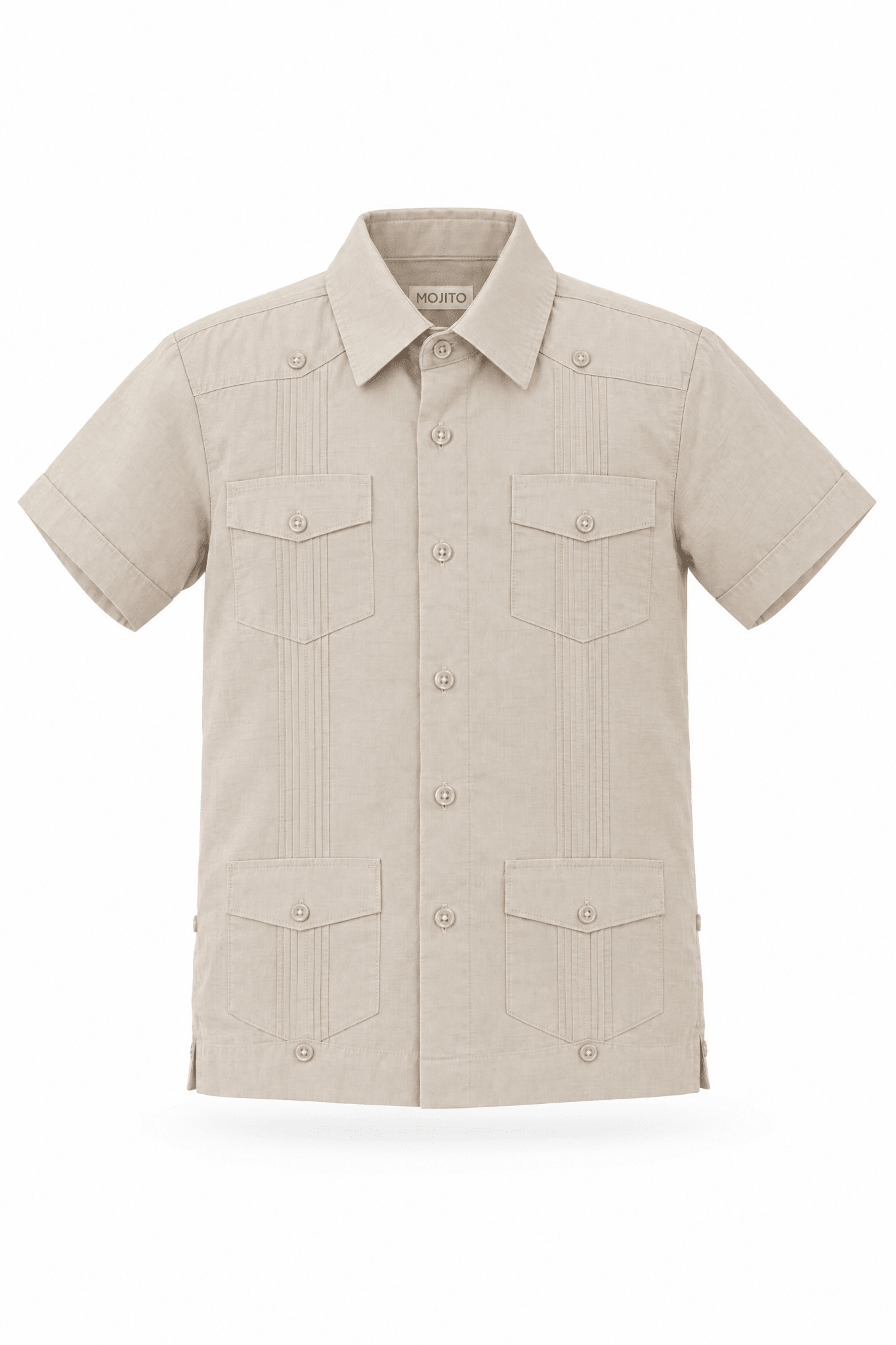 Boy's Cotton Blend Guayabera Shirt Short Sleeve 4-10