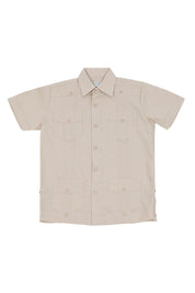 Boy's Cotton Blend Guayabera Shirt Short Sleeve 4-10