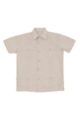 Camisa Guayabera de Mezcla de Algodón para Niño Manga Corta 4-10
