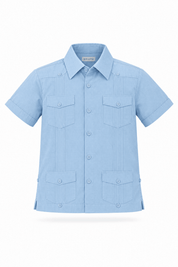 Boy's Cotton Blend Guayabera Shirt Short Sleeve 4-10