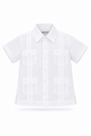 Boy's Cotton Blend Guayabera Shirt Short Sleeve 4-10