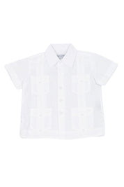 Boy's Cotton Blend Guayabera Shirt Short Sleeve 4-10