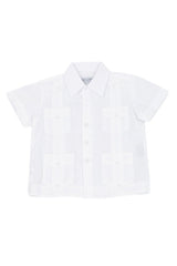 Boy's Cotton Blend Guayabera Shirt Short Sleeve 4-10