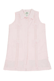 Girls Sleeveless Guayabera Linen Dress with 4 Pocket Design Sizes 2T-4T, 4-10, 12-18