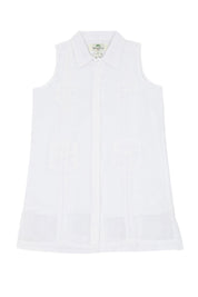 Girls Sleeveless Guayabera Linen Dress with 4 Pocket Design Sizes 2T-4T, 4-10, 12-18