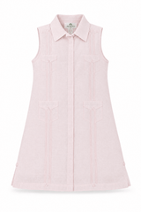 Girls Sleeveless Guayabera Linen Dress with 4 Pocket Design Sizes 2T-4T, 4-10, 12-18