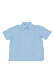 Youth Boys Cotton Blend Guayabera Shirt Short Sleeve 12-18