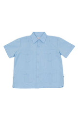 Youth Boys Cotton Blend Guayabera Shirt Short Sleeve 12-18