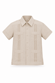 Youth Boys Cotton Blend Guayabera Shirt Short Sleeve 12-18