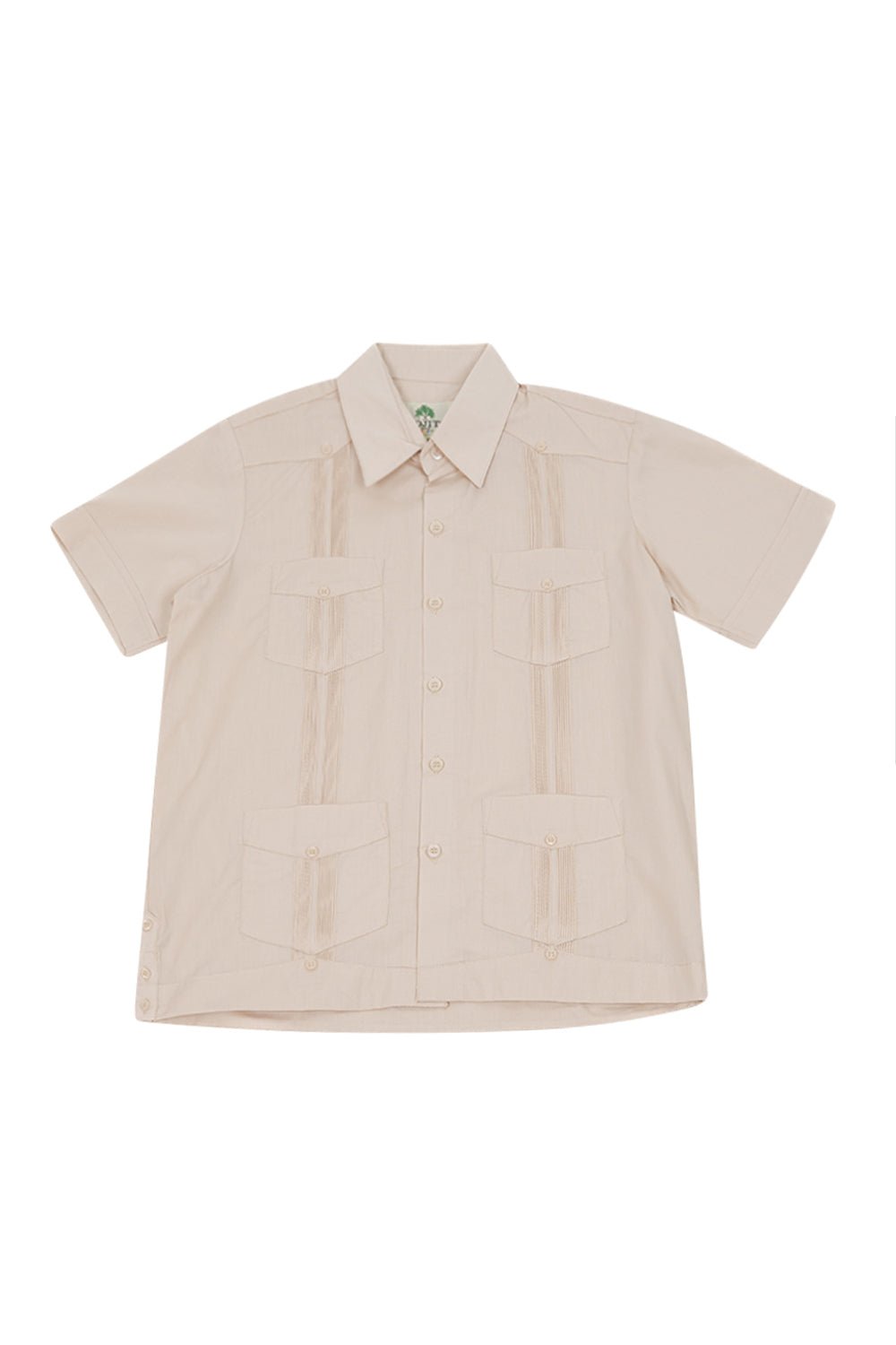 Youth Boys Cotton Blend Guayabera Shirt Short Sleeve 12-18