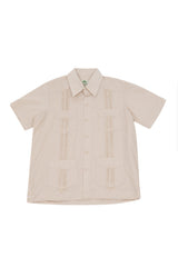 Camisa Guayabera de Mezcla de Algodón para Niños Jóvenes, Manga Corta, Tallas 12-18