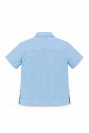 Youth Boys Cotton Blend Guayabera Shirt Short Sleeve 12-18