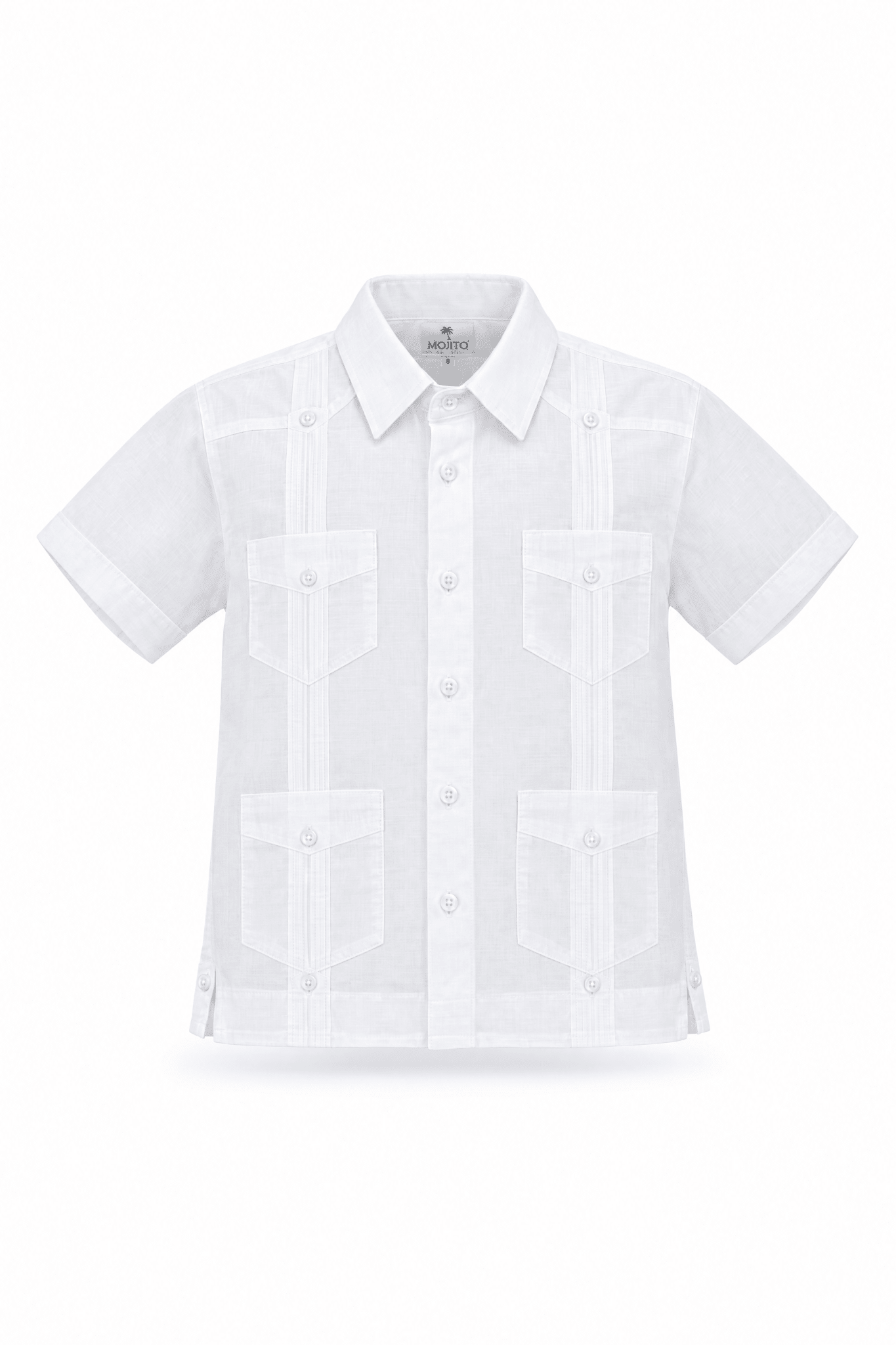 Youth Boys Cotton Blend Guayabera Shirt Short Sleeve 12-18