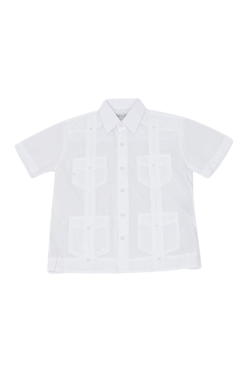 Youth Boys Cotton Blend Guayabera Shirt Short Sleeve 12-18