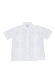 Youth Boys Cotton Blend Guayabera Shirt Short Sleeve 12-18