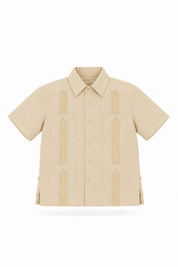 Junior Boys 100% Linen Guayabera Shirt Short Sleeve 4 Pocked Design 14Y-20Y
