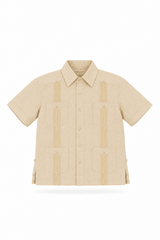 Junior Boys 100% Linen Guayabera Shirt Short Sleeve 4 Pocked Design 14Y-20Y