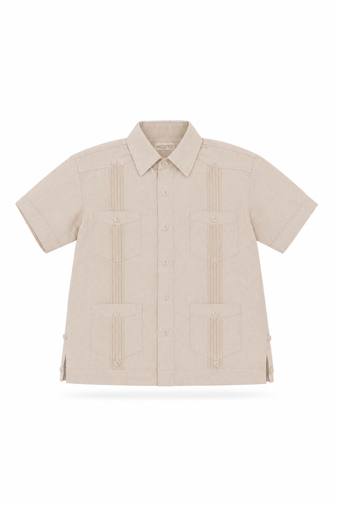 Junior Boys 100% Linen Guayabera Shirt Short Sleeve 4 Pocked Design 14Y-20Y