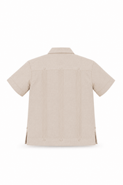 Junior Boys 100% Linen Guayabera Shirt Short Sleeve 4 Pocked Design 14Y-20Y