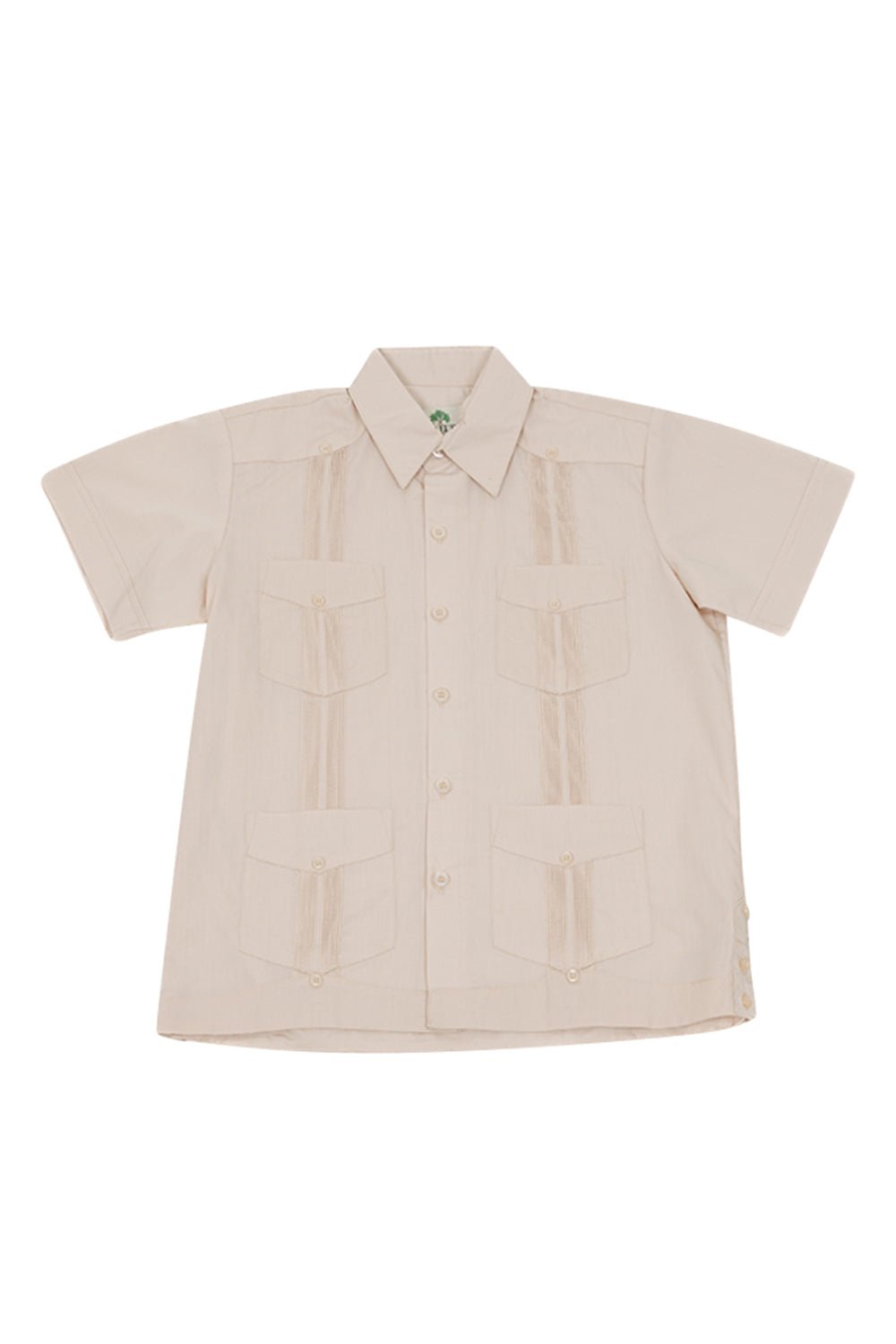 Camisa guayabera de lino para niños pequeños, manga corta, diseño de 4 bolsillos, tallas 14 a 20 años