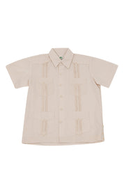 Camisa guayabera de lino para niños pequeños, manga corta, diseño de 4 bolsillos, tallas 14 a 20 años