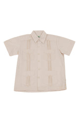Camisa guayabera de lino para niños pequeños, manga corta, diseño de 4 bolsillos, tallas 14 a 20 años