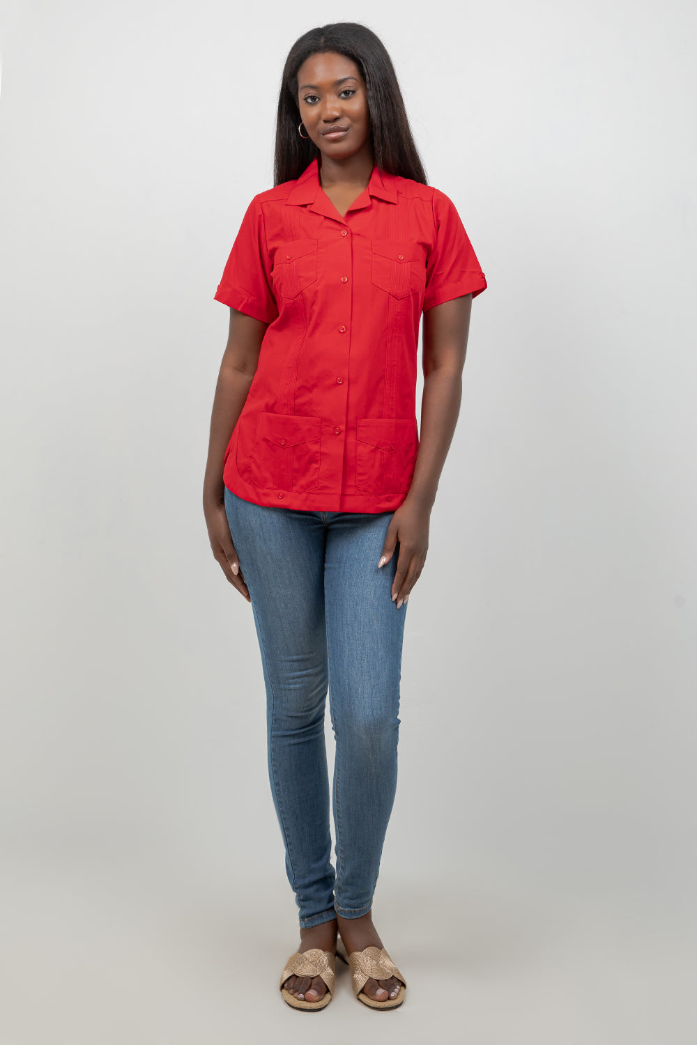 Women’s Short Sleeve 4-Pocket Guayabera Shirt