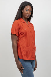 Women’s Short Sleeve 4-Pocket Guayabera Shirt