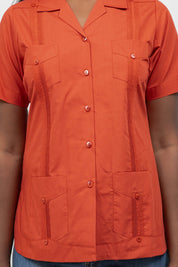 Women’s Short Sleeve 4-Pocket Guayabera Shirt