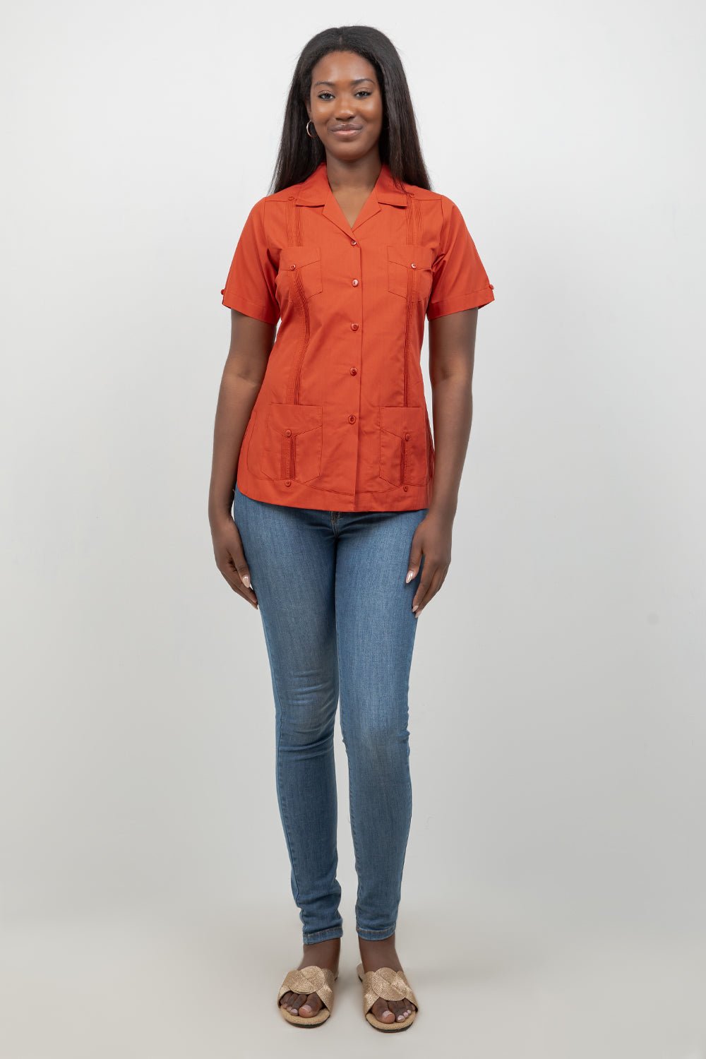 Women’s Short Sleeve 4-Pocket Guayabera Shirt