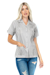 Women’s Short Sleeve 4-Pocket Guayabera Shirt