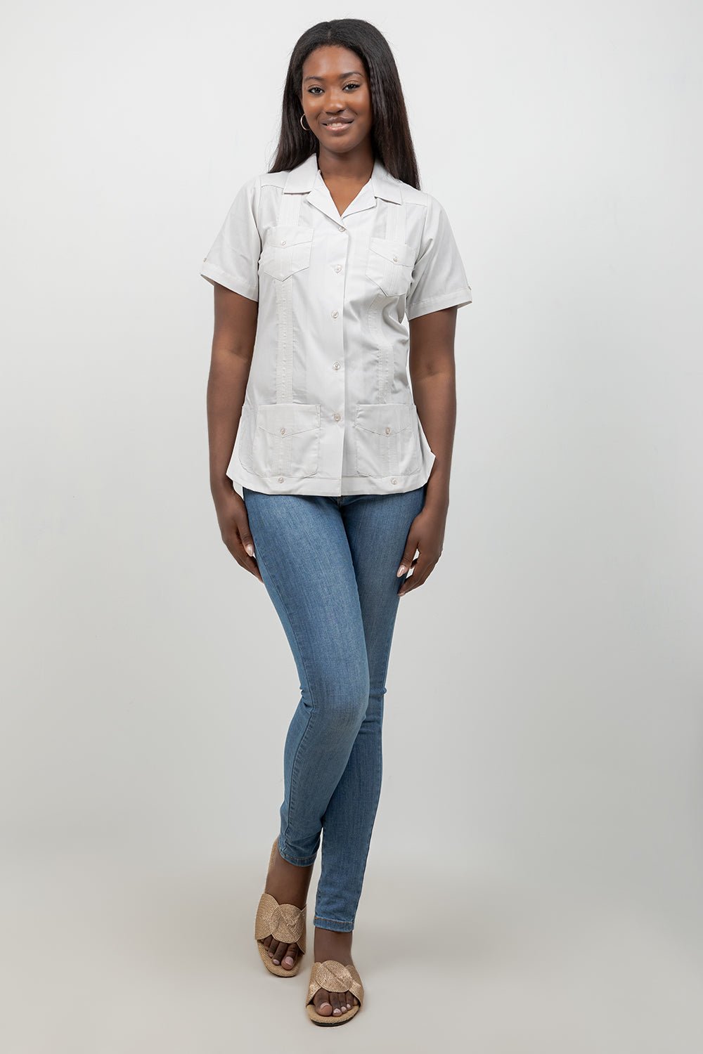 Women’s Short Sleeve 4-Pocket Guayabera Shirt