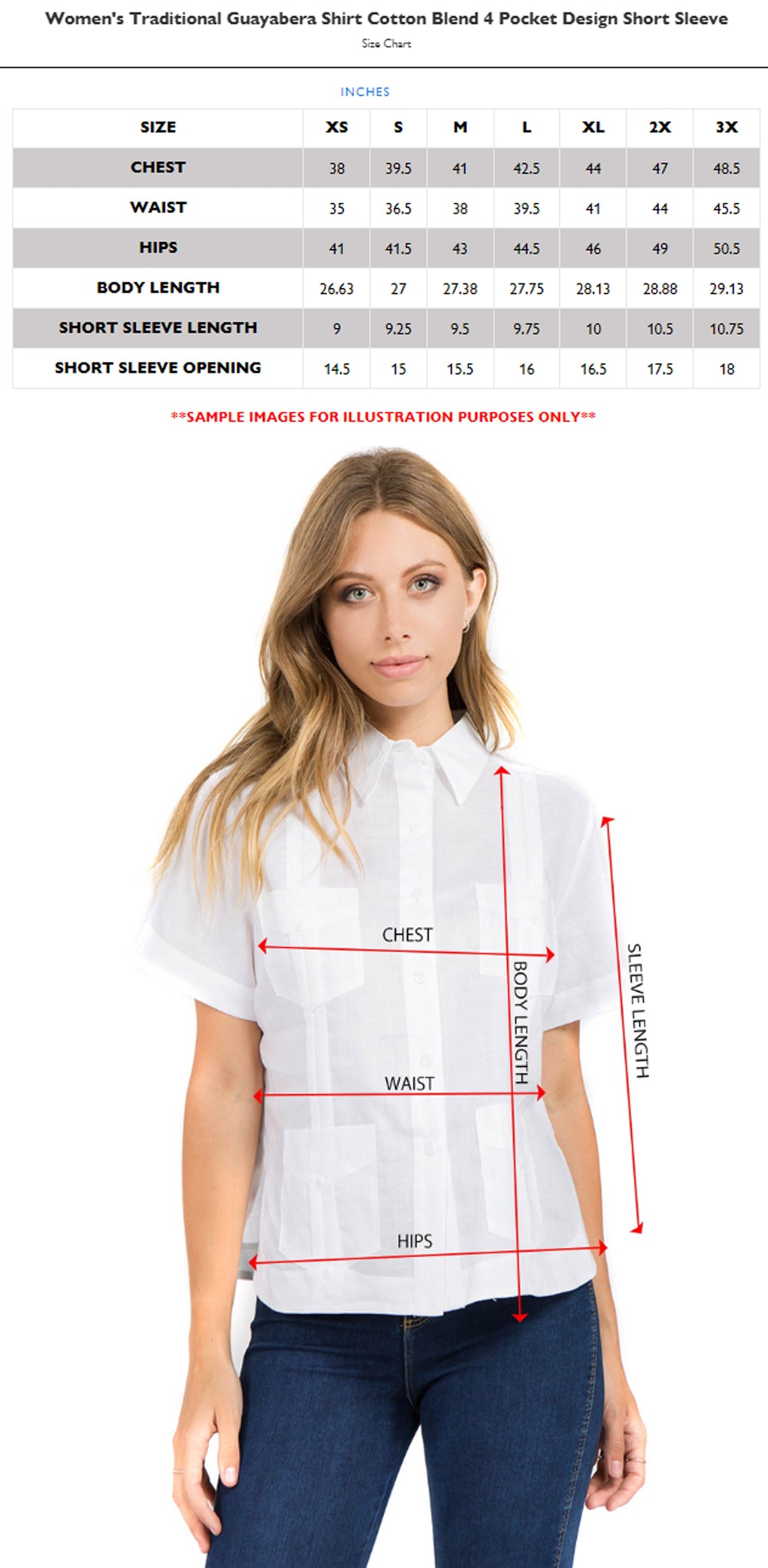 Camisa Guayabera Tradicional Mojito para Mujer, Mezcla de Algodón, Diseño de 4 Bolsillos, Manga Corta